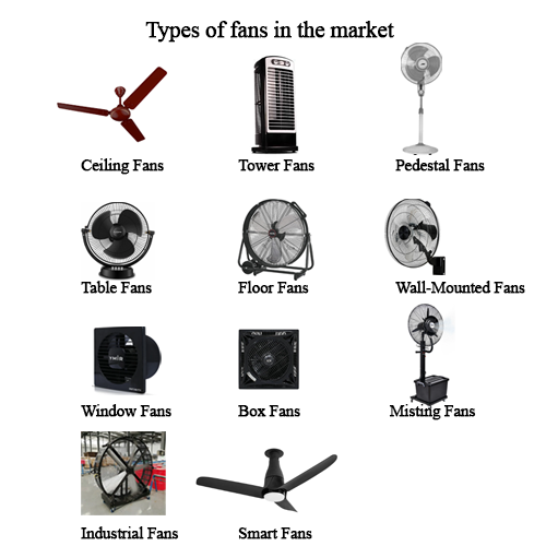 types of fans in the market